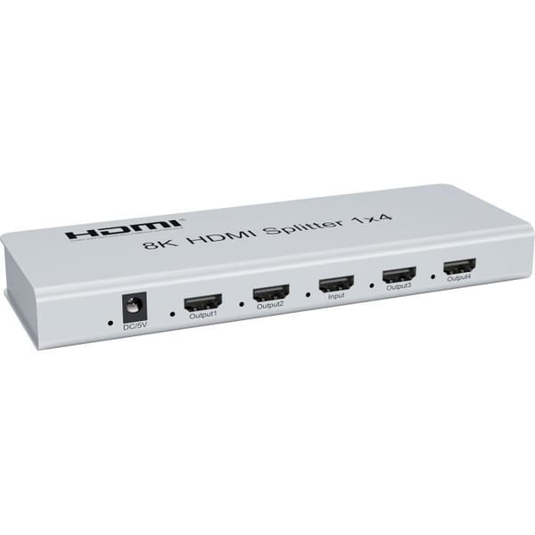 HDMI 2.1 splitter - PremiumCord - 1-4 - 8K ved 60 Hz - 4K ved 120 Hz - Metallisk