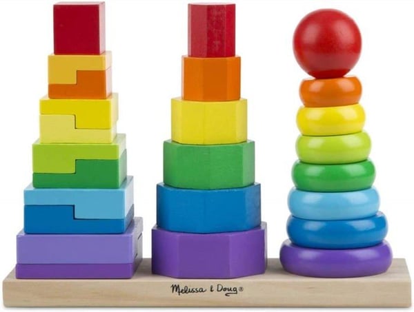 Muotoja lajitteltavaksi ja järjestettäväksi - MELISSA & DOUG - 3-in-1 pinoaja - 25 osaa - Sekä tytöille että pojille