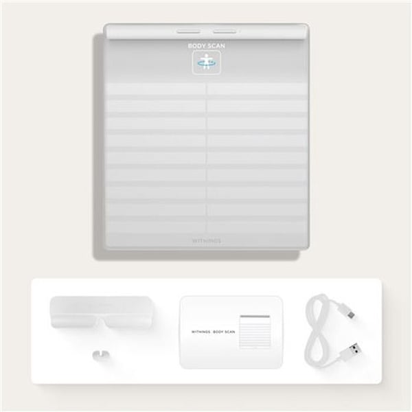 Uppkopplad Våg - Withings - Body Scan - Vit - Elektrokardiogram - 180 kg - 50 g indelning