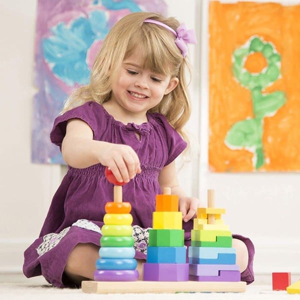 Muotoja lajitteltavaksi ja järjestettäväksi - MELISSA & DOUG - 3-in-1 pinoaja - 25 osaa - Sekä tytöille että pojille