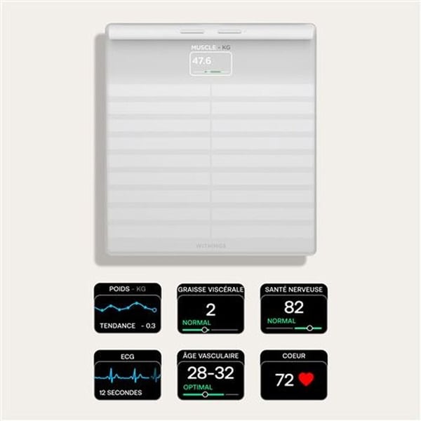 Uppkopplad Våg - Withings - Body Scan - Vit - Elektrokardiogram - 180 kg - 50 g indelning