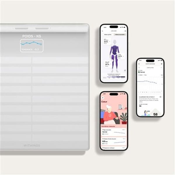 Uppkopplad Våg - Withings - Body Scan - Vit - Elektrokardiogram - 180 kg - 50 g indelning