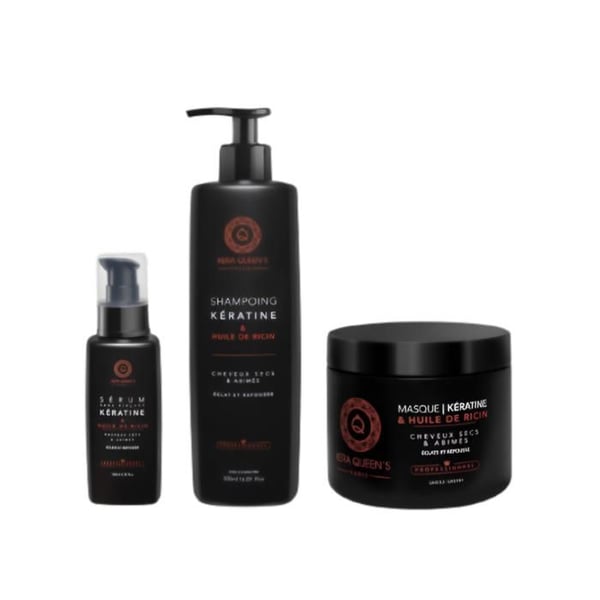Kera Queen's Trio Ricin och Kératine Schampo 500ml + Mask 500ml + Serum 100ml
