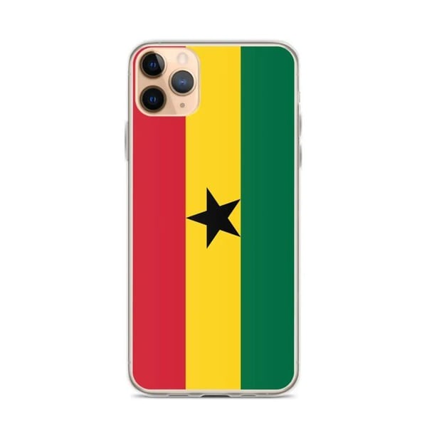 Mobilskal – Ghanaflagga – Kompatibel med iPhone 11 Pro Max – Mjuk Fodral – Slitstark och Stötabsorberande - Silikon - Pixelforma