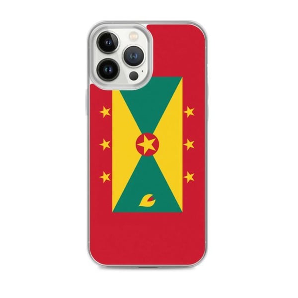 Telefonfodral – Grenadas flagga – Kompatibel med iPhone 13 Pro Max – Mjukt fodral – Slitstarkt och stötresistent - Silikon - Pixelforma