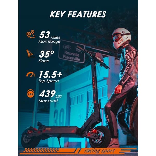 KuKirin G4 - Sammenklappelig Elektrisk Scooter - Motor 2000W - Batteri 20Ah 60V - Rækkevidde 75km - 11'' Dæk - Max 70KM/H - Sort
