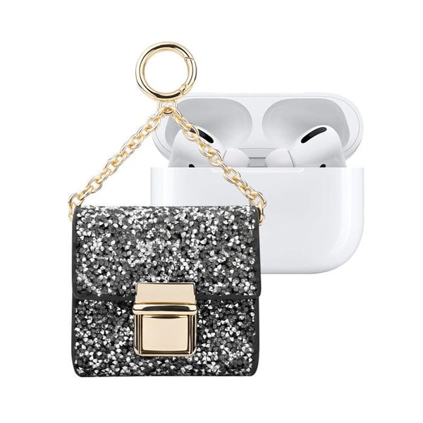 Mini Housse för AirPods Alla Generationer Modell Cosmo Glittrande med Kedja IDEAL OF SWEDEN Svart / Silver