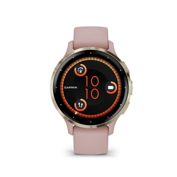 Ansluten GPS-klocka - GARMIN - Venu 3S - 30,4 mm (1,2") - Mjukt guldstål, rosa boett och rosa silikonrem