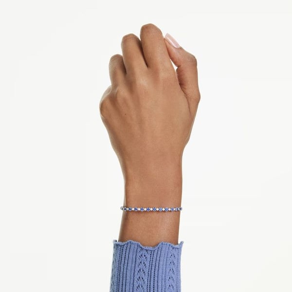 Armbånd - SWAROVSKI - Tennis Matrix - Blå og hvide krystaller - Rhodineret metal - 24 cm
