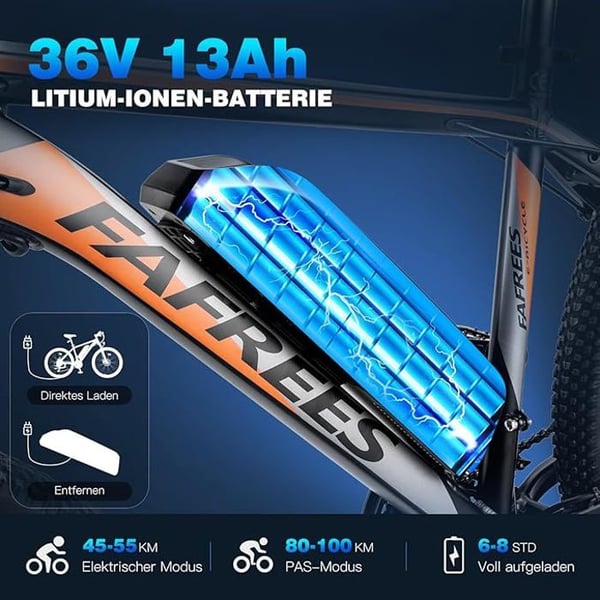 Elcykel - FAFREES - Fafrees E-Bike26 - 250W - 21 Gear - Rækkevidde 80-100 km