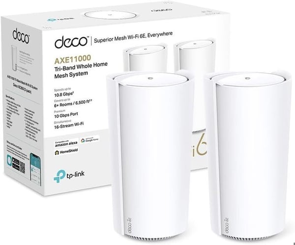 WiFi 6E Mesh-system - TP-Link - Deco XE200 - 2-pack - WiFi 6E - Extern antenn - Vit färg