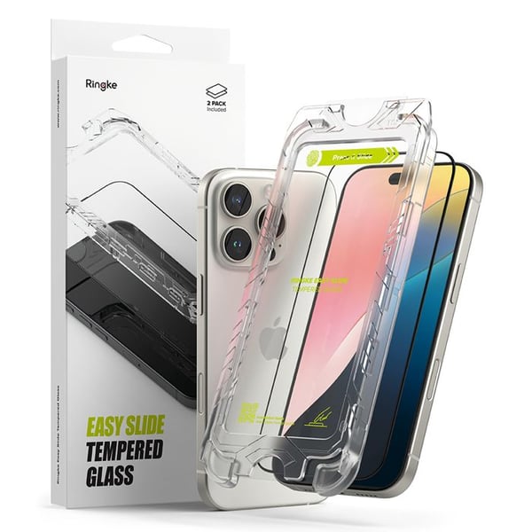 Coque för iPhone 16 Pro Max (2-pack) - Härdat Glas Ringke Easy Slide - Genomskinlig