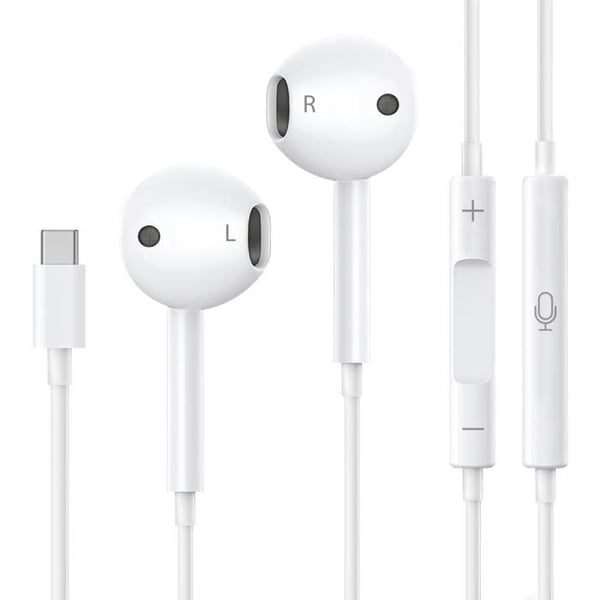 Trådade hörlurar för iPhone 17/17 AIR/17 PRO/17 PRO MAX - in-ear hörlurar med mikrofon och volymkontroll Phonillico®