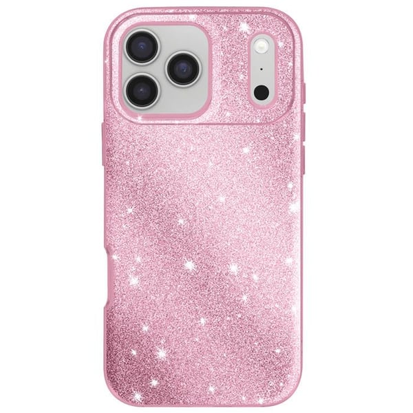 Skal för iPhone 17 Pro Max, Design i två material och glittrig rosa finish