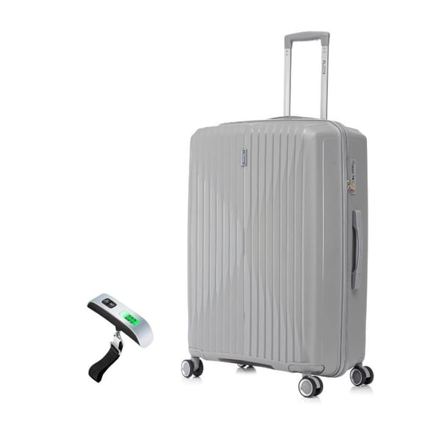 Stort resväska 75cm i bruståligt polypropen | CELIMS SkyCruiser resväska | TSA-lås | 8 hjul 360 | Grå