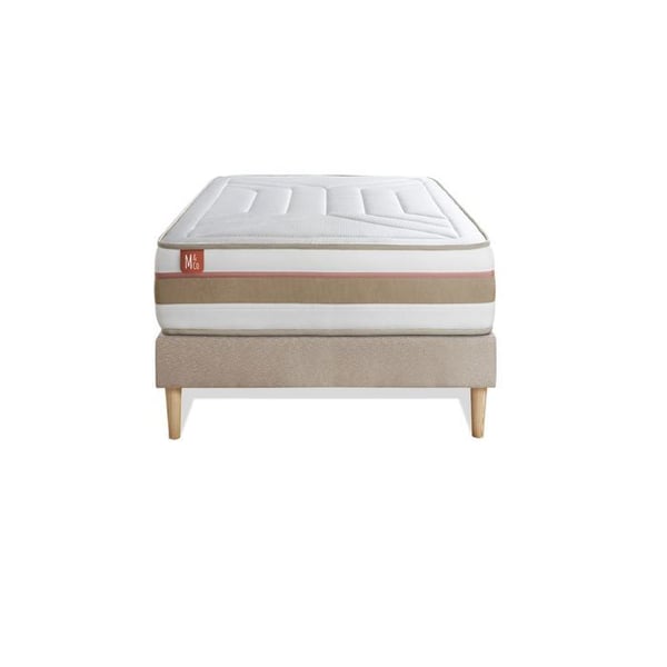 LE TENDRE Set 90x190cm Pocketfjädrar + Memory foam 7 komfortzoner - Tjocklek 28cm + Beige kitbotten