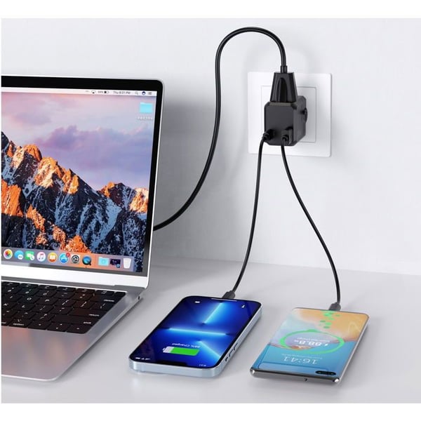 Rejse vægoplader - Chotech PD20W - 1× USB-A - 1× USB-C - Beskyttelse mod overspænding