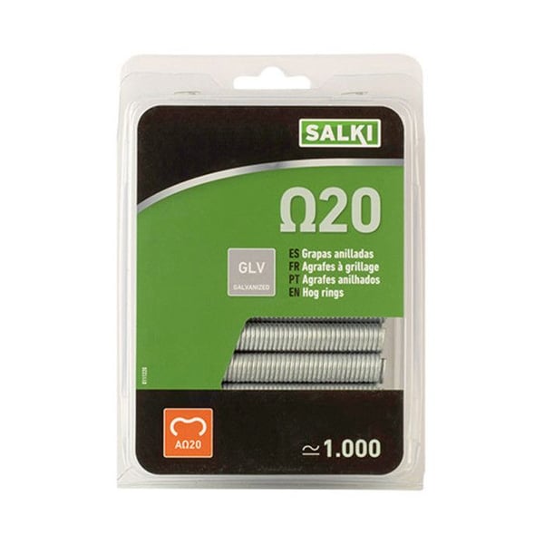 Grillklämmor - SALKI - Omega 20 - Förpackning om 1000 - Galvaniserad - Tungmetall