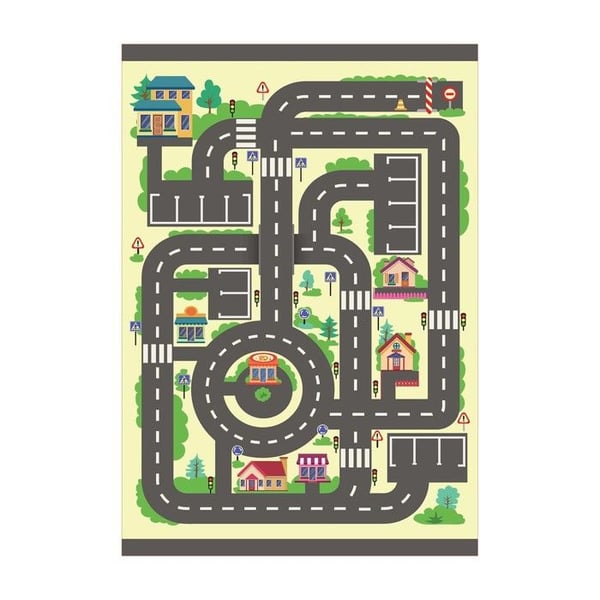Utbildningsmatta - MELIS HOME - Stadskarta och vägar - Tvättbar - Halkfri bas - 80x150 cm