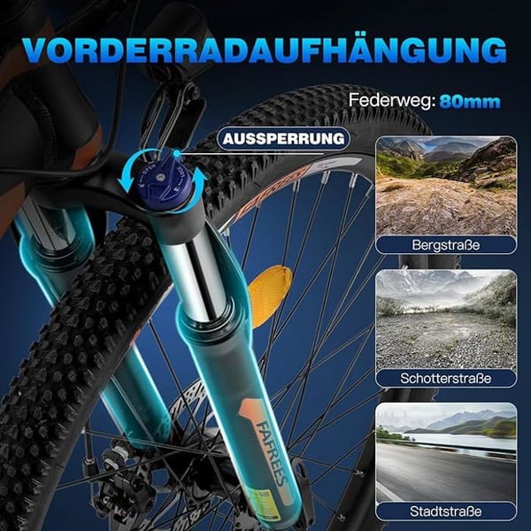 Elcykel - FAFREES - Fafrees E-Bike26 - 26 tum - 21 växlar - Räckvidd 80-100 km