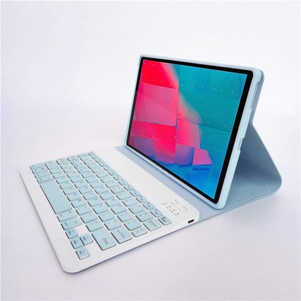 Bluetooth-tangentbordsfodral - STRADO - Lenovo Tab P12 TB-370 - Syntetläder - Batteritid 50 timmar - Blå