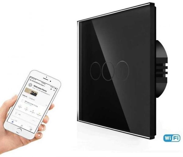Brytare - VÅR - Touch - Svart - Fjärrkontroll (WIFI) - Inbyggd LED-indikator