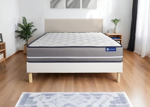Madrass- och boxspringset 150x190 cm - Actimemo Pur - Vitt boxspringkit
