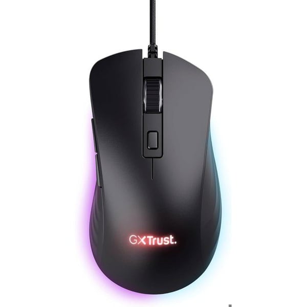 Trust Gaming GXT 924 Ybar+ Gamer, 25600 DPI, 60 % återvunnen, 25K optisk sensor, RGB, 6 programmerbara knappar, USB-kabel - svart