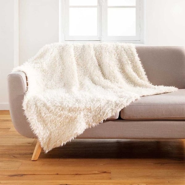 Rutig Imiterad Fårskinn "Mouton" 180x220cm Natur