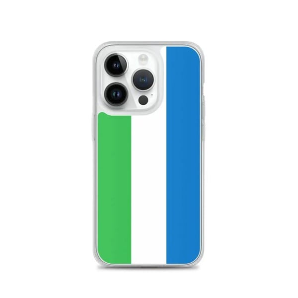 Mobilskal – Sierra Leones flagga – Kompatibel med iPhone 14 Pro – Mjuk fodral – Slitstark och stötsäker - Silikon - Pixelforma