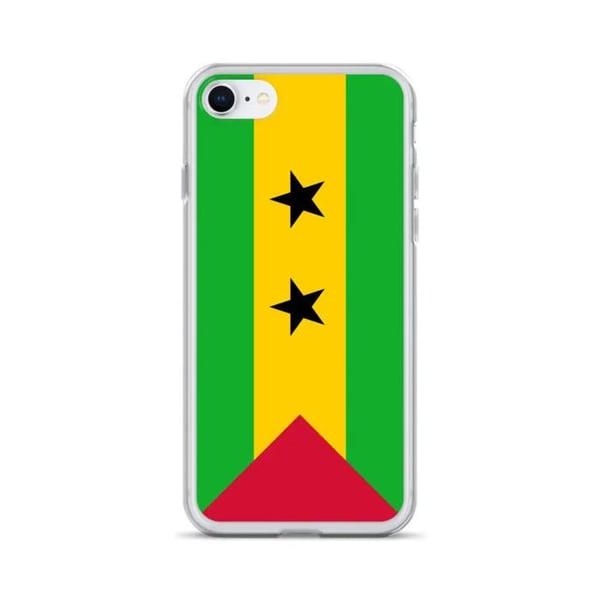 Telefonfodral – Fanan för São Tomé och Príncipe – Kompatibel med iPhone 7 – Mjuk Fodral – Hållbar och Stöttålig – Pixelforma
