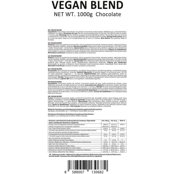 GymBeam Protein Vegan Blend 1000 g, choklad