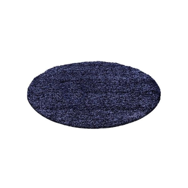 Mjuk och fluffig shaggy matta 30 mm för vardagsrum och sovrum (Dimension: 80 cm rund - Färg: Marinblå)