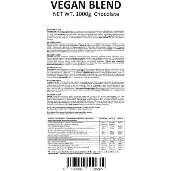 GymBeam Protein Vegan Blend 1000 g, choklad