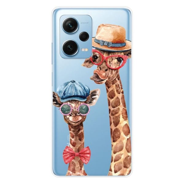 Tryckt silikonfodral som är kompatibelt med Xiaomi Redmi Note 12 Pro Plus Funny Giraffe