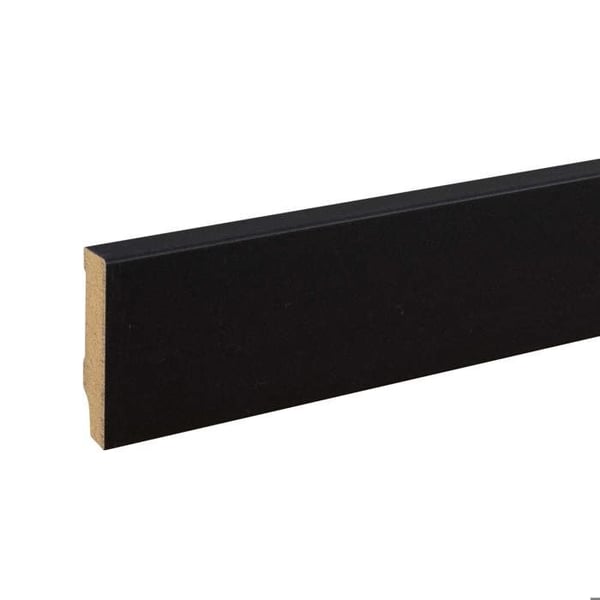 PROVISTON MDF-sockel 13 x 58 x 2400 mm svart för att limma, klämma, skruva &amp; spikbelagd MDF-kärna 60 meter | 25 stycken