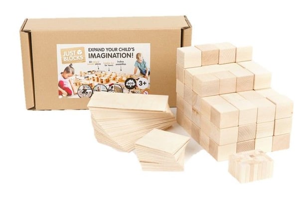 Byggklossar - Just Blocks - Medium Pack Just Blocks - 166 delar - Naturligt trä - FSC-certifierat