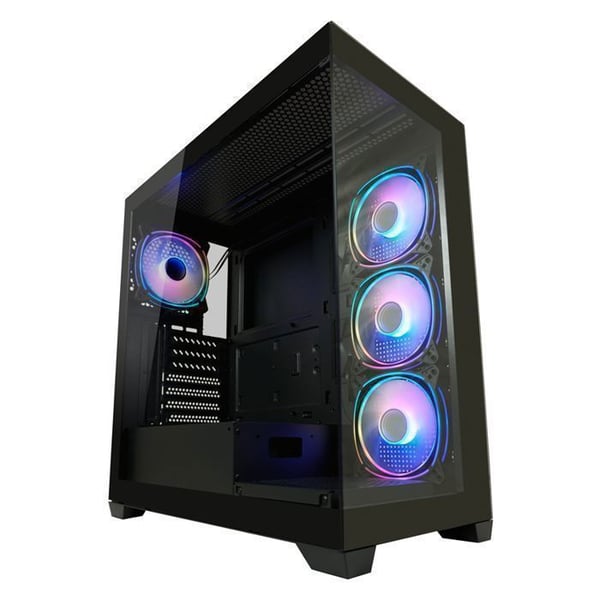 ATX Gaming PC Chassi LC-Power 715B – Härdat Glas, 4 ARGB Fläktar, Lätt Installation