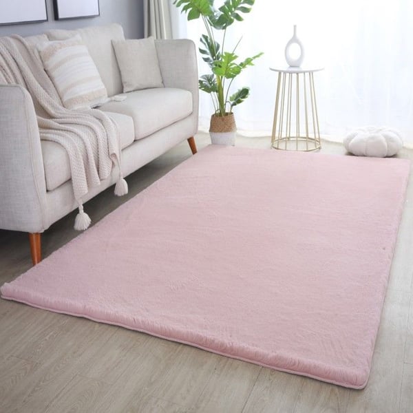 Ayyildiz Modern design matta Ros 80 x 250 cm lång lugg, Enfärgad, för Vardagsrum, Baksida i bomull