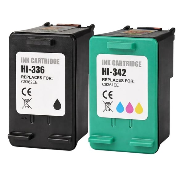 Pack 2 kompatibla patroner HP 336 & 342 - Svart + 3 färger för DeskJet, OfficeJet, PhotoSmart, PSC