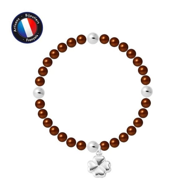 Armband - PERLINEA - My Chance - Choklad sötvattenspärlor 5-6 mm - 925 Silver - Elastisk