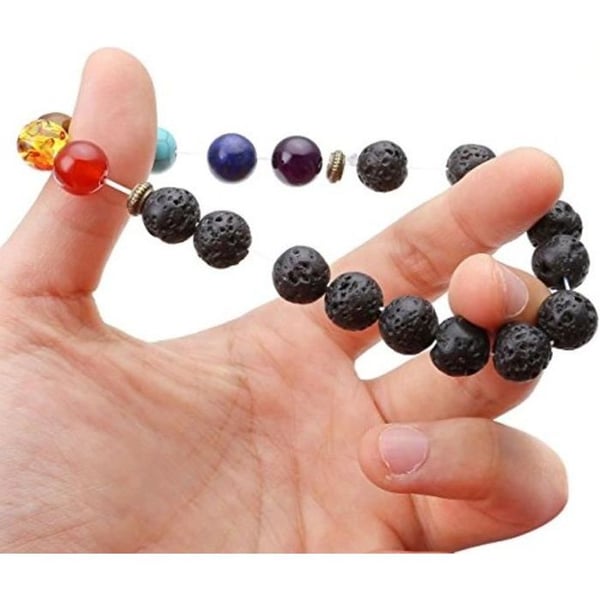 Armband - SHOP-STORY - 7 Chakra Healing - Lavastenar - 18 cm - Elastisk - Blandat Armband - SHOP-STORY - 7 Chakra Healing - Lavastenar - 18 cm - Elastisk - Blandat