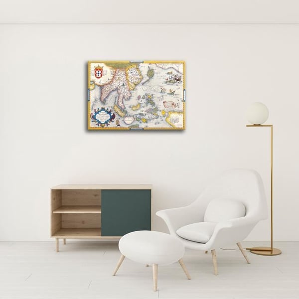Legendarte - Målning, Tryck på duk - Kartografi - Gammal karta nr 10 cm. 40x50
