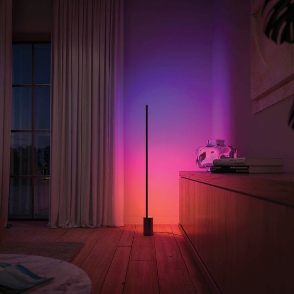 LED-golvlampa - PHILIPS HUE - Gradient-tecken - vit och färgad ljus - stor format - svart