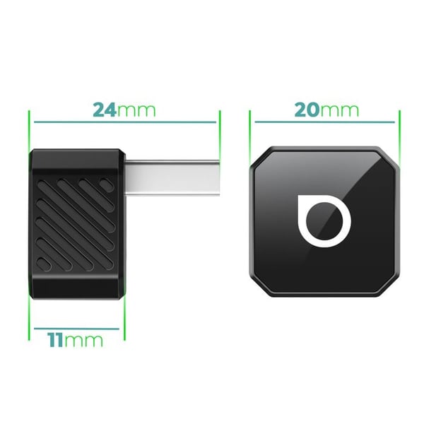 Mini Ottocast USB / USB-C-adapter för trådlös CarPlay och Android Auto Svart