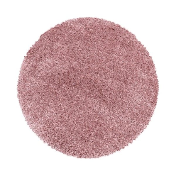 Shaggy matta - MELIS HOME - Rund 160 cm - Rosa - Lång lugg 30 mm - Tjock och mjuk