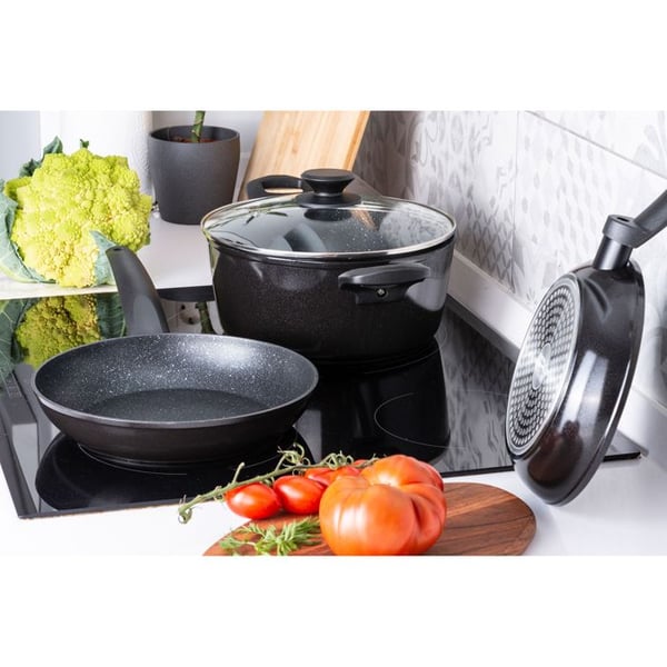 Induktionskökset 4 delar, gjuten aluminium, non-stick utan PFOA, FAGOR Vivant 424, svart