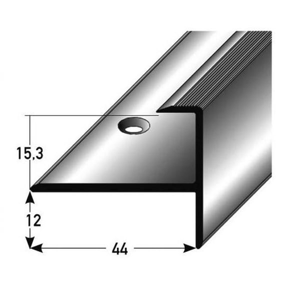 Aluminiumsprofil i silver L 44 mm H 15.3 mm med hål 1 st