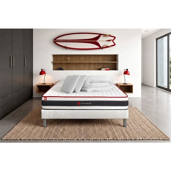 Pack sängkläder - SOMNESS - ENERGY - Madrass 200x200 cm - Pocketfjädrar - Minnesform