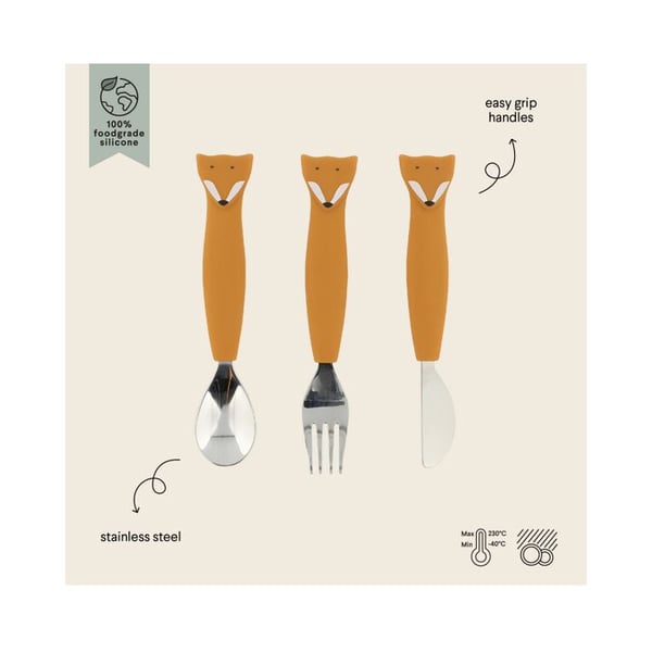 Bestick 3 delar i silikon - Mr Fox - Trixie